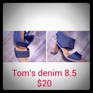 Tom's 8.5 blue denim heels